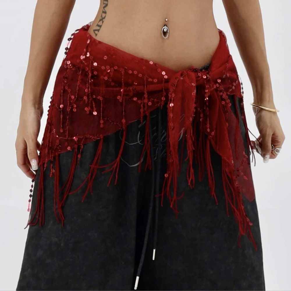 Street Fashion Thailand - Fashion Sequins Belly Dance Belt Tassels