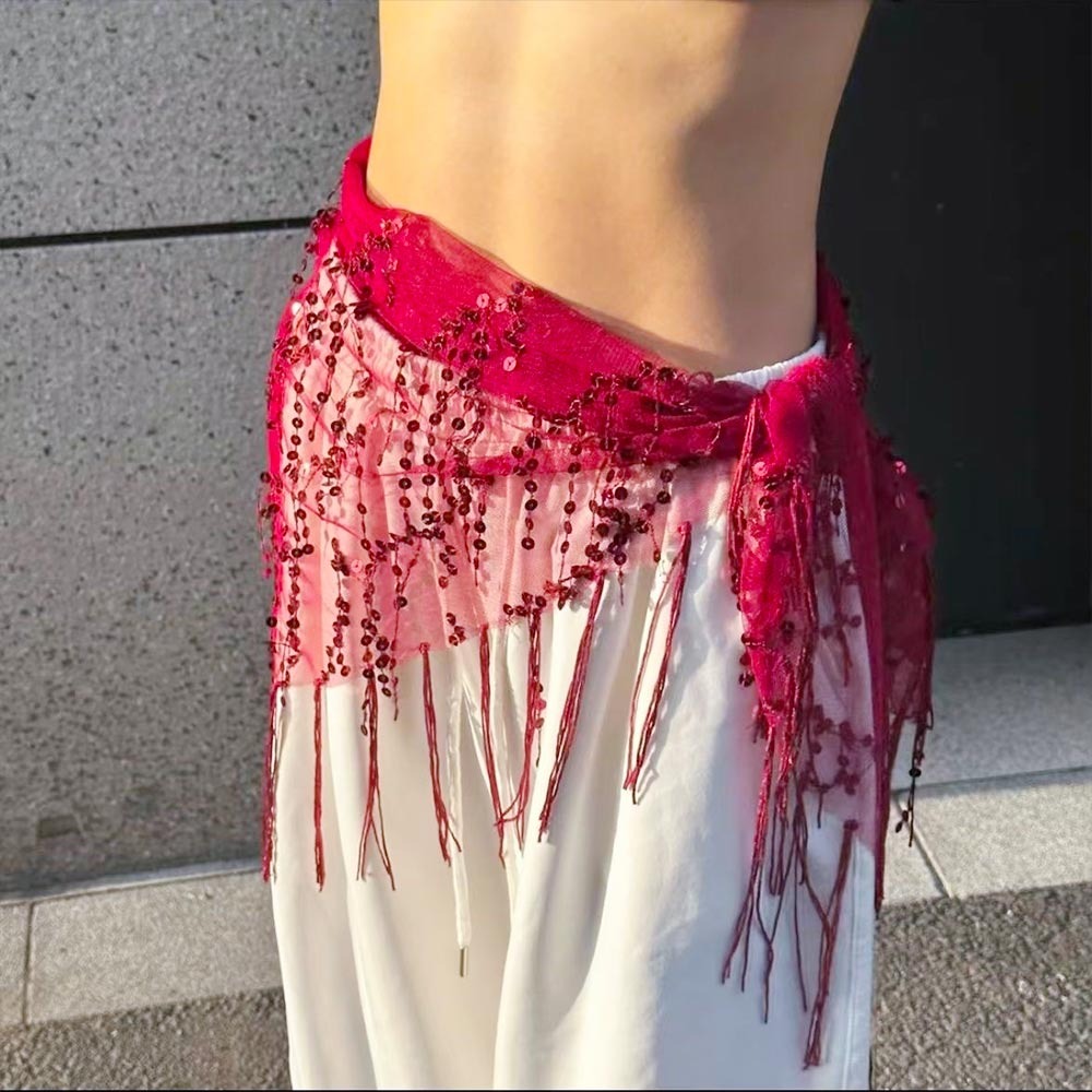 Street Fashion Thailand - Fashion Sequins Belly Dance Belt Tassels