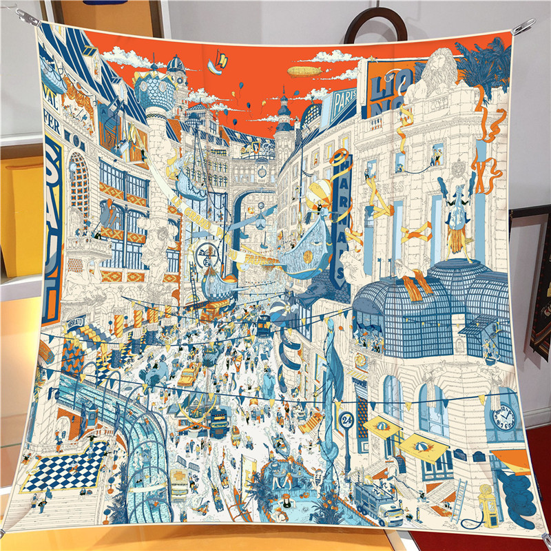 Silk Scarf Women City Street P - đánh giá và giá Street Fashion Hijab