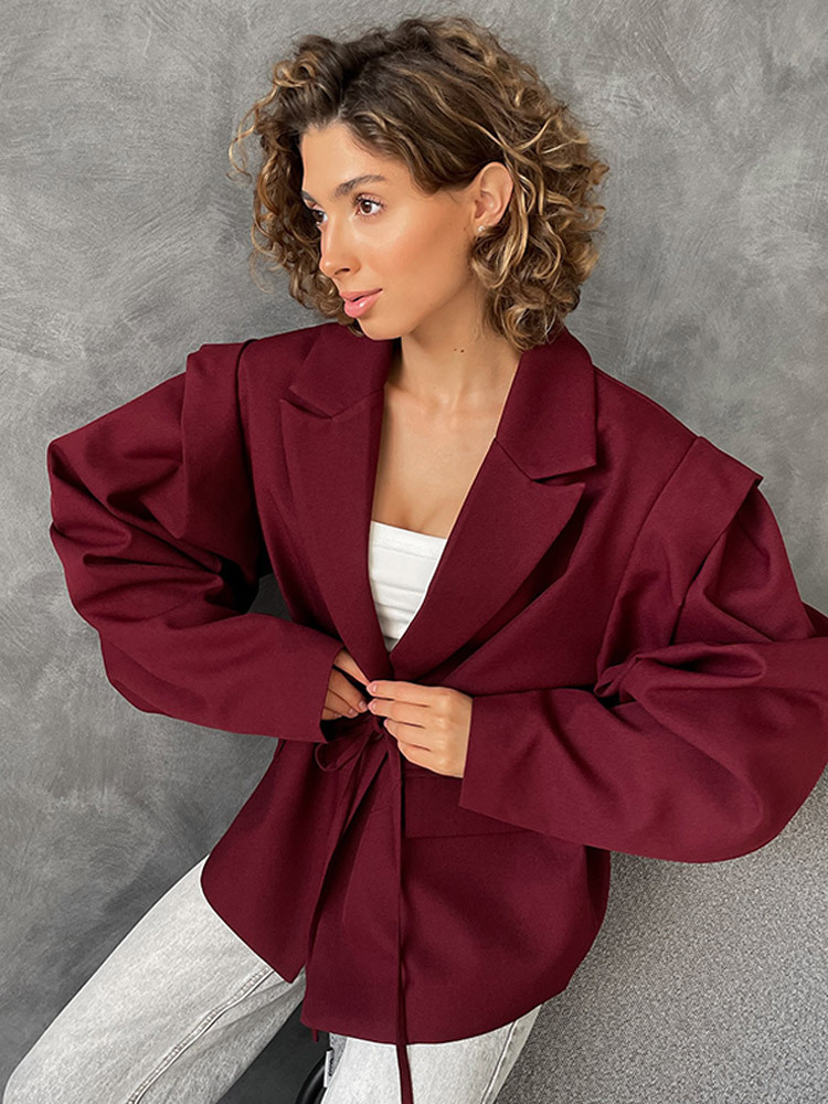 Retro Brown Belted Blazer Coat - đánh giá và giá Street Fashion Winter 2025