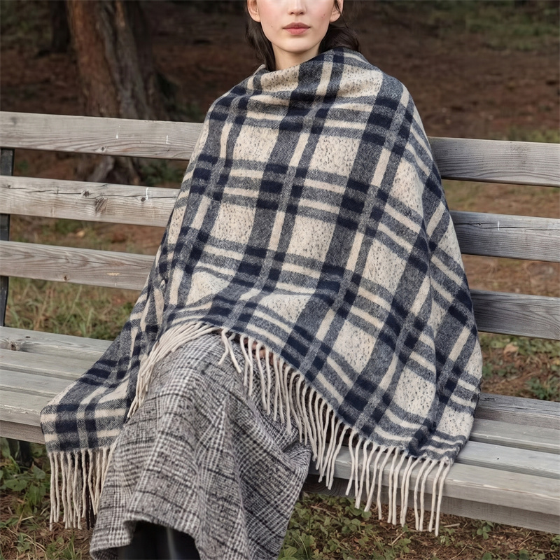 Heavy 750g Scarf Check Poncho  - đánh giá và giá Street Fashion Hijab