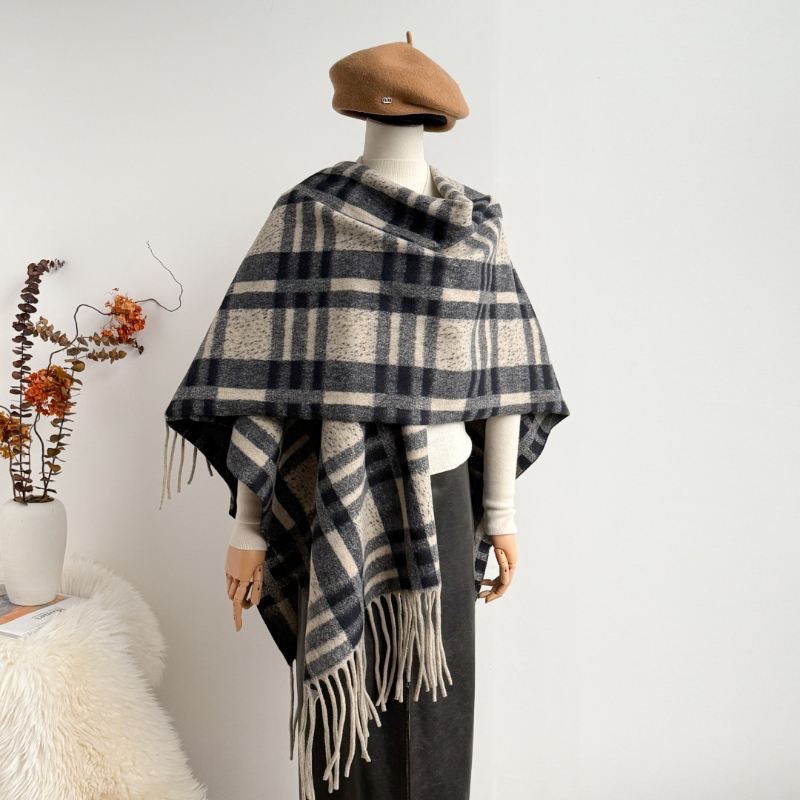 Heavy 750g Scarf Check Poncho  - đánh giá và giá Street Fashion Hijab