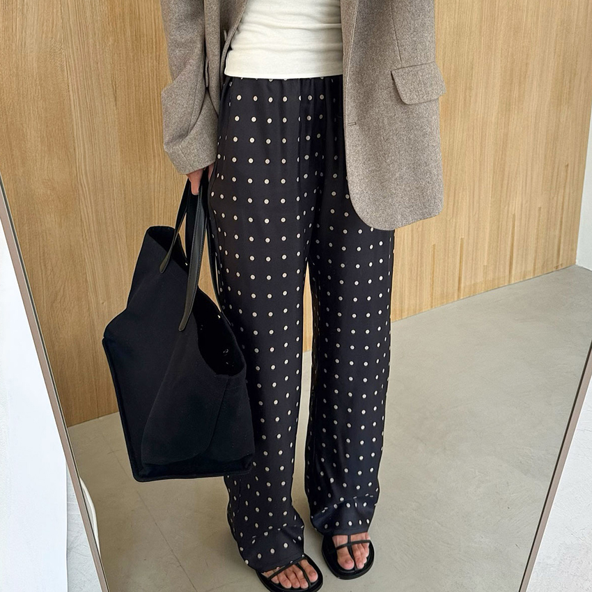 Casual Black Long Dot Pants Wo - đánh giá và giá Street Fashion Fall 2025