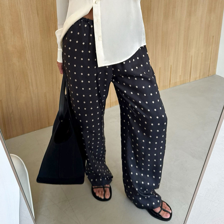 Casual Black Long Dot Pants Wo - đánh giá và giá Street Fashion Fall 2025