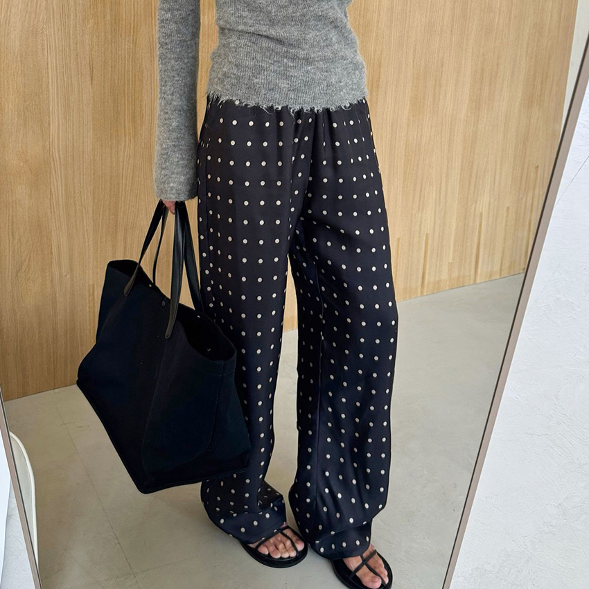 Casual Black Long Dot Pants Wo - đánh giá và giá Street Fashion Fall 2025