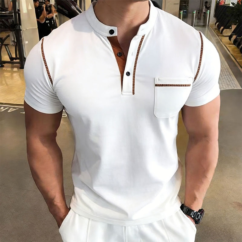 New Summer Men's Henry Collar  - đánh giá và giá Street Fashion Style